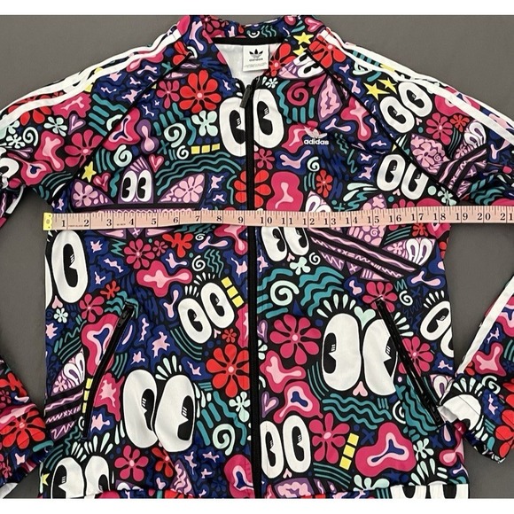 Adidas Originals Jacket Women Medium Hattie Stewart Floral Eyes Track Full Zip - Picture 4 of 12